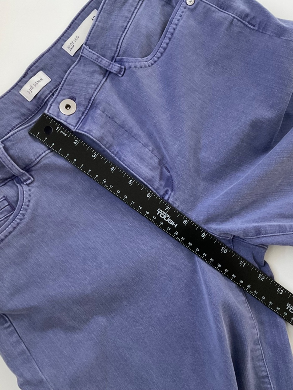 J Jill  Denim Wide Leg Crop Pants Sz 12P Purple Boho Casual Everyday Comfort - Picture 7 of 12